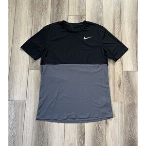 Nike Running Dri-Fit Shirt Men's Medium Short Sleeve Black/Gray Color Block